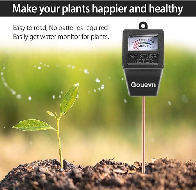Soil Moisture Meter, Plant Moisture Meter Indoor & Outdoor, Hygrometer Moisture Sensor Soil Tester Plant Water Meter for Potted Plants Garden, No Battery Needed (Black)