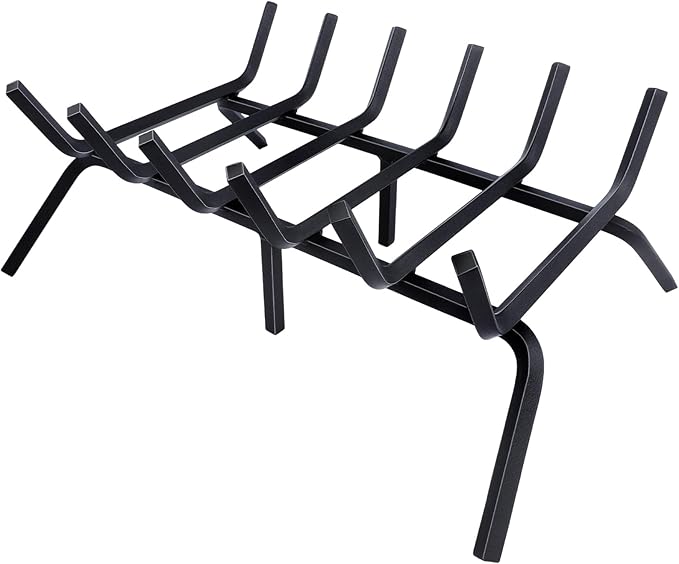 Fireplace Grate,Fireplace Log Holder,24 inch Heavy Duty Solid Cast Iron FIrewood Log Burning Rack for Inside The Fireplace Accessories Outood Fire Pit Kindling Fireplace Tools