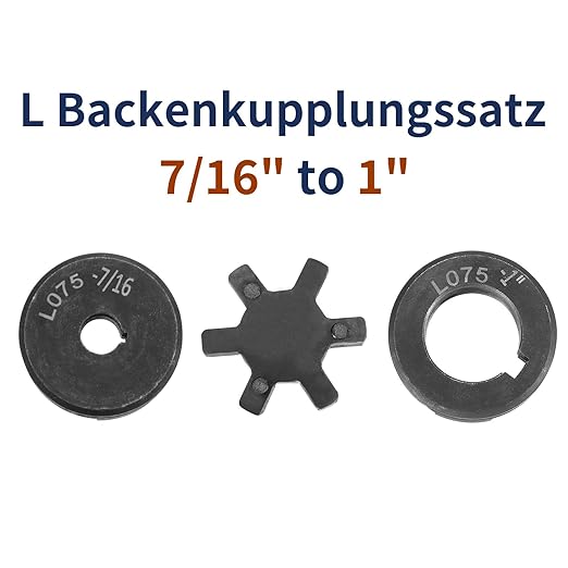 uxcell 7/16" to 1" L075 Flexible 3-Piece L-Jaw Coupling Coupler Set & Buna-N NBR Rubber Spider for Log Splitter Hybrid Equipment