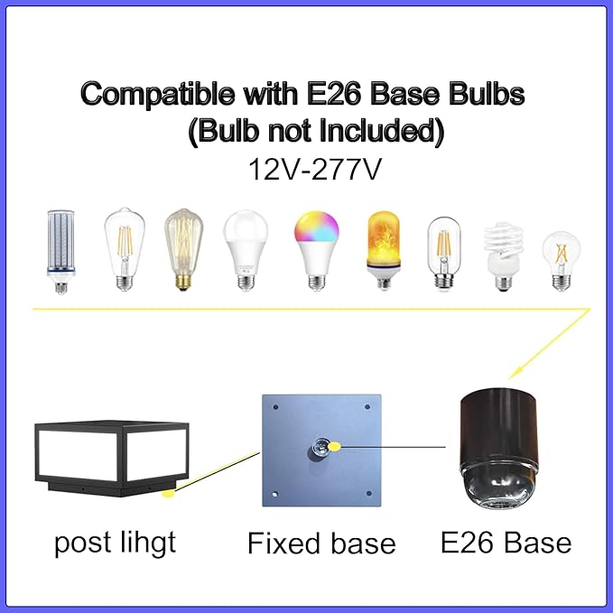 Outdoor Modern Post Light, LED Fence Deck Cap Light High Voltage Wired Lantern Column Lamp for Flat Surface Patio Garden Decoration with IP54 (High Voltage Wired, 12X12Inch)