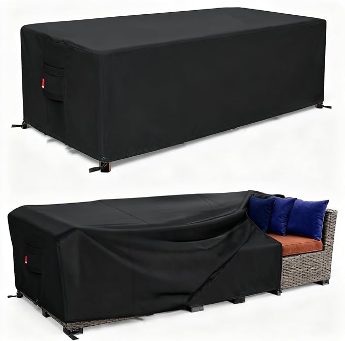 SheeChung Patio Furniture Cover Waterproof,Heavy Duty 600D Outdoor Furniture Covers,Patio Table and Chair Set Cover,Outdoor Sectional Sofa Set Covers Rectangular 117"L x 76"W x 28"H