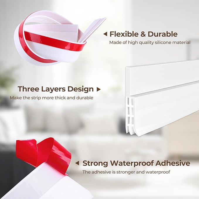 Door Draft Stopper Weather Stripping: Ohuhu 39" L x 2" W Under Door Bottom Seal Strip Sweep - Backing Adhesive Blocker Gap Filler Flexible Noise Insulation Draft Guard Bottom of Door Garage