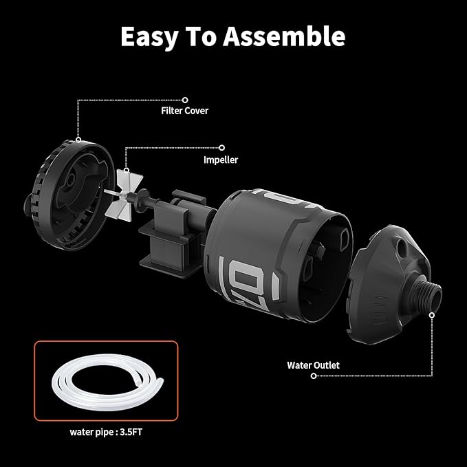 160GPH 7.5W Submersible Water Pump Ultra Quiet Small Fountain Pump for Aquariums, Fish Tank, Pond, Hydroponics