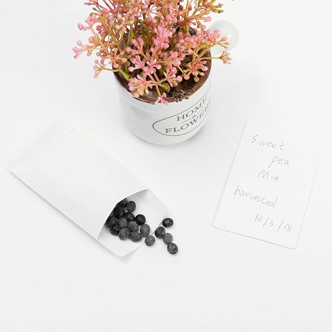 100 Pack White Small Coin Envelopes Self-Adhesive Kraft Paper Seed Envelopes Mini Parts Small Items Stamps Storage Packets Envelopes for Garden, Office or Wedding Gift (3.23"×4.53")