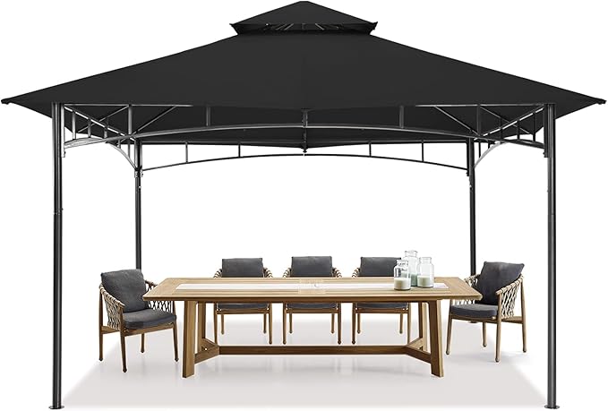 MASTERCANOPY Outdoor Garden Gazebo for Patios with Stable Steel Frame (11x11, Black)