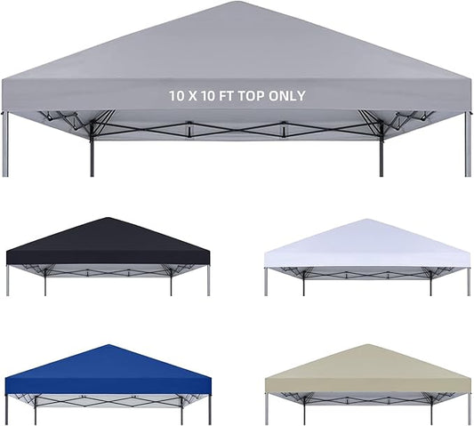 10x10 Canopy Replacement Top Only,Waterproof Pop Up Canopy Tent Top Replacement Cover Roof with Windproof Ropes for Straight Leg Frame, 420D Polyester for Outdoor Garden Pavilion Sun Shade(Gray)