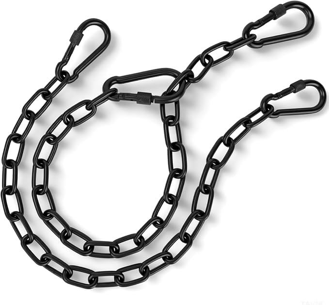 2 Pack 25in Hanging Swing Chain with 4 Carabiners, 440LB Capacity Hanging Kits Heavy Duty Hanging Chair Hardware for Hammock Swing Hanging Chair Punching Bags Sandbag Indoor Outdoor Yoga Gym (Black)