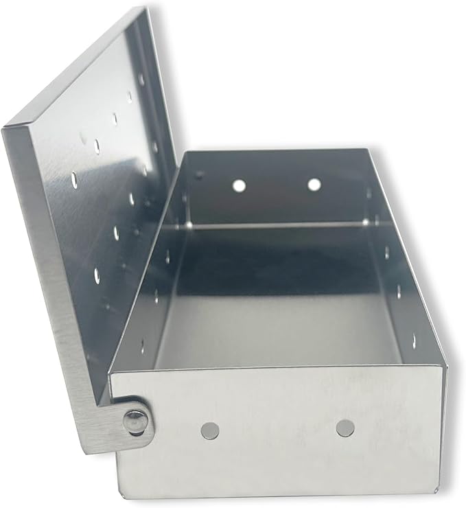 Realcook Wood Chips Smoker Box: Stainless Steel BBQ Smoking Box | Grilling Basket Smoker Firebox Accessories for Indoor & Outdoor Charcoal Gas Grill