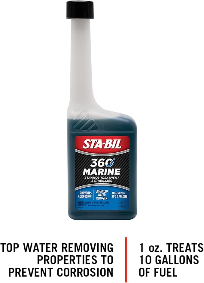 STA-BIL 360 Marine Ethanol Treatment and Fuel Stabilizer - Prevents Corrosion - Helps Clean Fuel System For Improved In-Season Performance - Treats Up To 100 Gallons, 10 fl. oz. (22241)