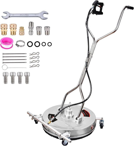 24" Pressure Washer Surface Cleaner with 5 Nozzles Water Broom - Stainless Steel Surface Cleaner for Pressure Washer Attachment for Concrete, Patio, Sidewalk, Deck and Driveways, 4200 PSI