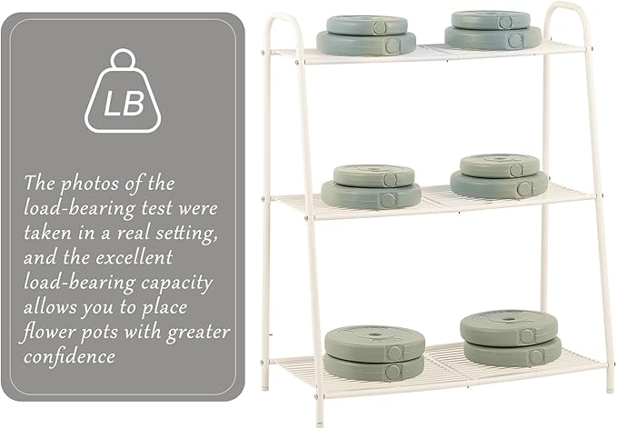 Metal Plant Stand Indoor Outdoor for Multiple Plants,3 Tier Plant Shelf,Large Heavy Duty Flower Holder Ladder Plant for Living Room, Patio, Balcony (White)