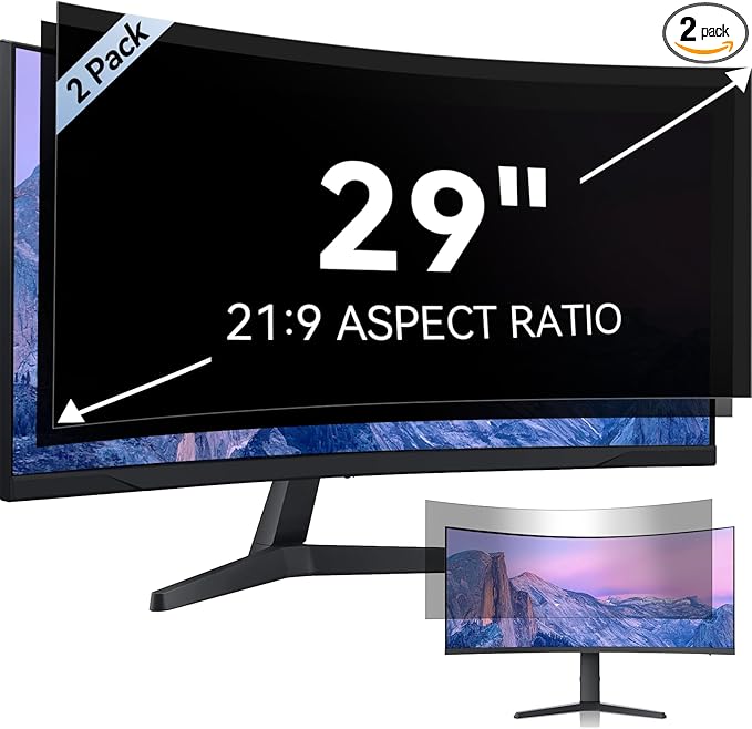 [2 Pack] 29 Inch Computer Privacy Screen for 21:9 Aspect Ratio Widescreen Monitor, Eye Protection Anti Glare Blue Light Computer Monitor Privacy Filter, Removable Anti-Scratch 29in Protector Film