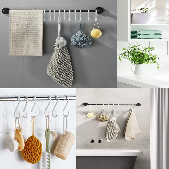 20 Pack S Hooks - White Heavy Duty S Shaped Hangers - Pan Pot Holder Rack for Hanging Pans Pots Cups Clothes Bags Towels Plants - Kitchen Bathroom Garden Office