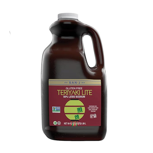 San-J - Gluten Free LITE Teriyaki Sauce with 50% Less Sodium - Well-balanced Sauce for Cooking - Non-GMO - 64 oz. Container