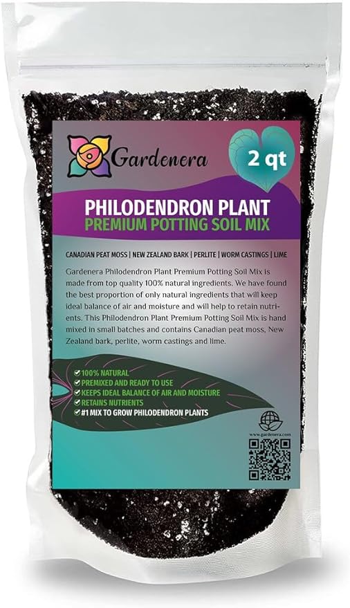 Organic Philodendron Potting Mix by Gardenera - Nourish Your Plants Naturally - 2 QUARTS