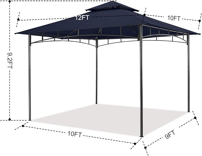 MASTERCANOPY Outdoor Garden Gazebo for Patios with Stable Steel Frame (10x12, Navy Blue)