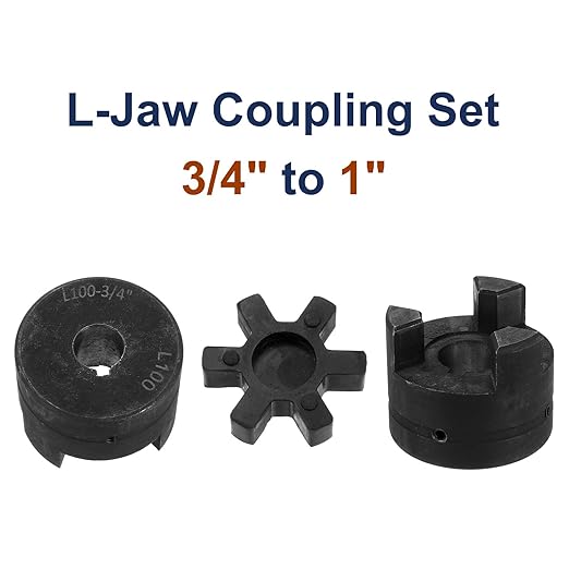 uxcell 3/4" to 1" L100 Flexible 3-Piece L-Jaw Coupling Coupler Set & Buna-N NBR Rubber Spider for Log Splitter Hybrid Equipment
