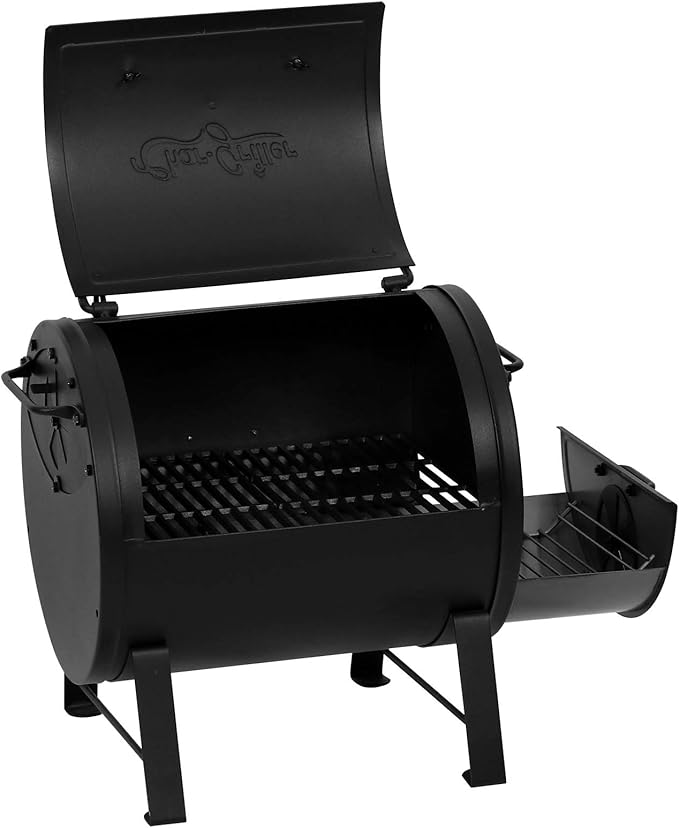 Char-Griller E5030 Dual Function 2-Burner Gas & Charcoal Grill, Black & E82424 Smoker Side Fire Box Portable Charcoal Grill, Black