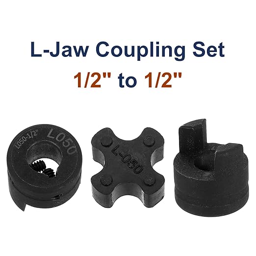 uxcell 1/2" to 1/2" L050 Flexible 3-Piece L-Jaw Coupling Coupler Set & Buna-N NBR Rubber Spider for Log Splitter Hybrid Equipment