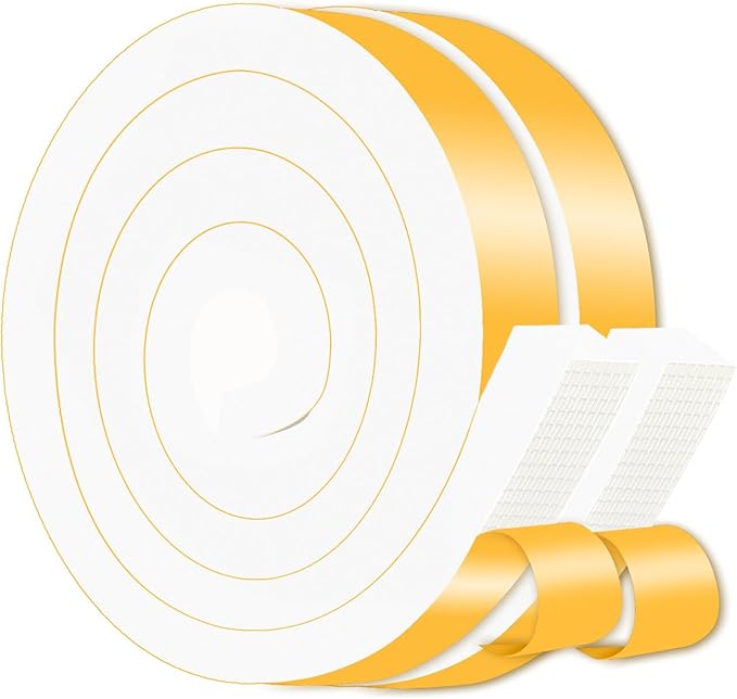 Weather Stripping Door Seal Strip,Window Weather Stripping,Strong Adhesive, Weatherproof, Reduce Noise, Gap Filler, Foam Insulation Tape for Doors and Windows (White,1 in x 3/4 in x 13 Ft)