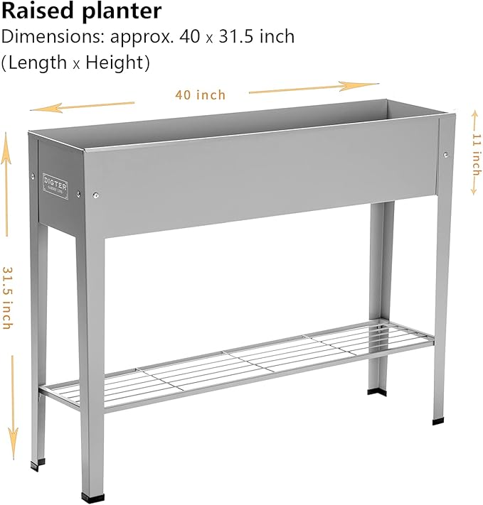 Metal Raised Garden Bed,Raised Planter Box with Legs,Herbs and Vegetables Planter Suitable for Outdoor Patio Deck and Porch (Gray)