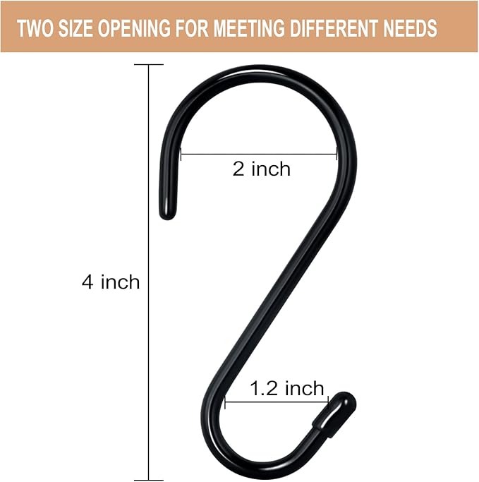 24 Pack 4 Inch Heavy Duty Large S Hooks - Vinyl & Rubber Coated Non Slip Metal S Hooks for Hanging Plants, Closet, Garden, Jeans, Jewelry, Pot, Pan, Cups, Towels