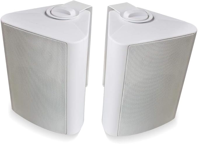 Herdio 5.25 Inch Indoor Outdoor Speakers Wired Waterproof 300 Watt Wall Mount Speakers for Patio, Deck, Garage,Covered Porch All Weather Resistance(A Pair,White)