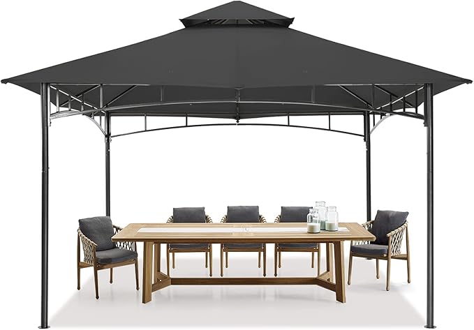 MASTERCANOPY Outdoor Garden Gazebo for Patios with Stable Steel Frame (10x12, Dark Gray)