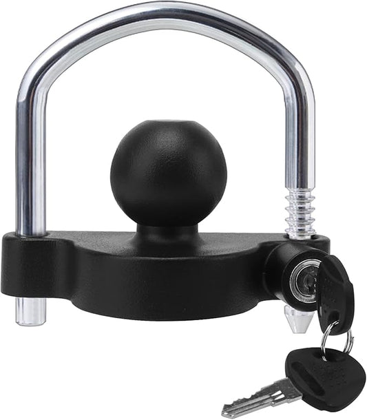 METOWARE Trailer Coupler Lock Universal Adjustable Heavy-Duty Steel Trailer Hitch Lock, Anti Theft Trailer Ball Lock Towing Lock for Towing Trailer Security Fits 1-7/8",2”, 2-5/16" Coupler Black Matte