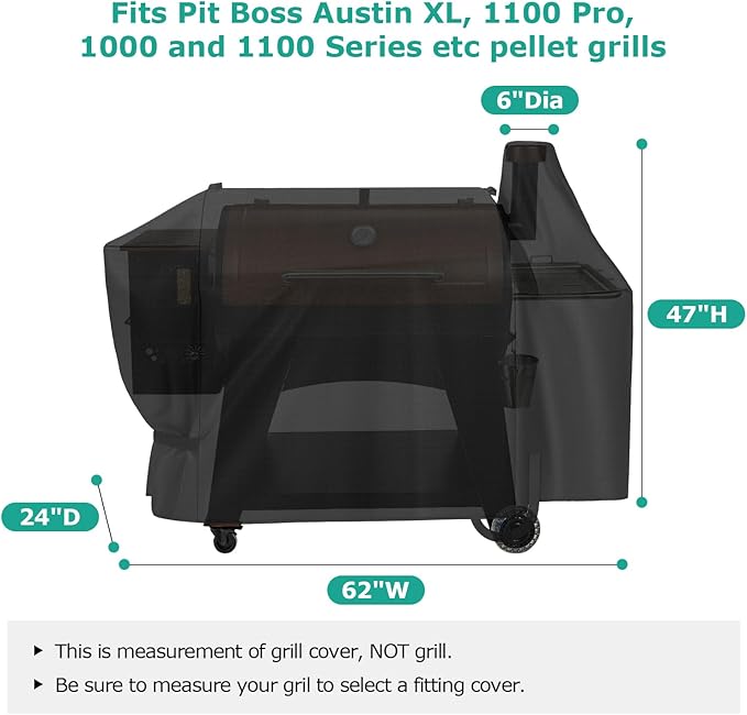 SunPatio Grill Cover Compatible with Pit Boss Austin XL/Rancher XL Wood Pellet Grill, All Weather Protection BBQ Cover, Black