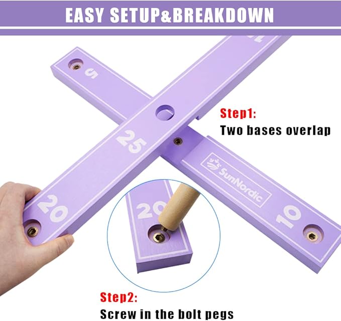 Wooden Ring Toss Game Set, Backyard Beach Camping Game with Toss Rings & Portable Carrying Bag, Outdoor Lawn & Yard Games for Kids, Adults & Family