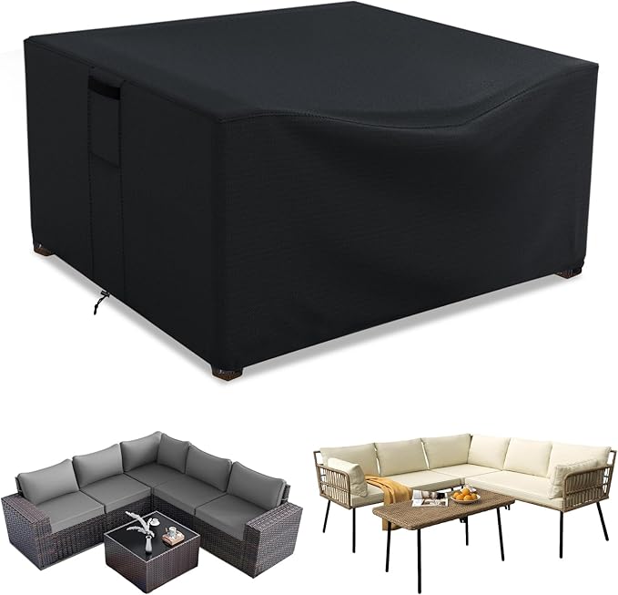 Patio Furniture Covers Waterproof, Heavy Duty 600D Outdoor Furniture Covers for Outside Sectional Sofa Set,Tear Resistance and Anti-UV, Black,98"L x 98"W x 35"H