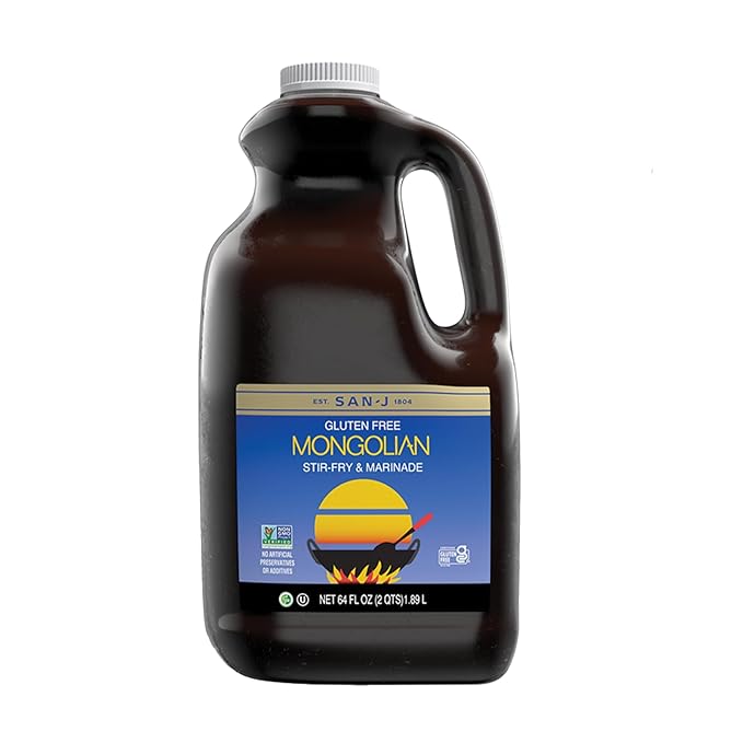 San-J - Gluten Free Mongolian Sauce - Bold and Flavorful Sauce for Cooking - Non-GMO - 64 oz. Container