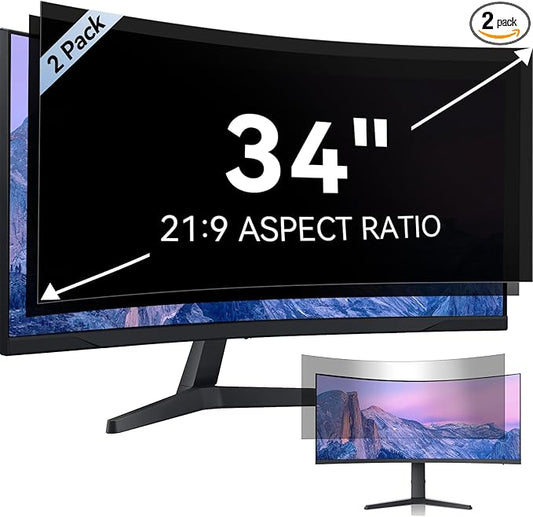 [2-Pack] 34 Inch Computer Privacy Screen for 21:9 Aspect Ratio Widescreen Monitor, Eye Protection Anti Glare Blue Light Computer Monitor Privacy Filter, Removable Anti-Scratch Screen Protector Film 34