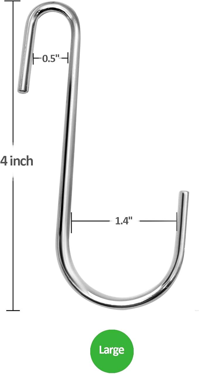 18 Pack 4 inch Heavy Duty S Hooks Pan Pot Holder Rack Hooks Hanging Hangers S Shaped Hooks for Kitchenware Pots Utensils Clothes Bags Towels Plants