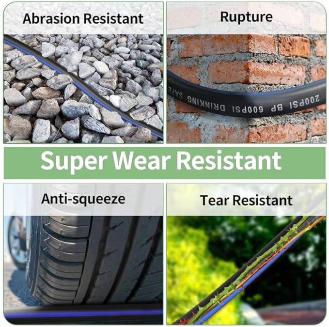 25 FT Garden Hose, Flexible No Kink Heavy Duty Garden Water Hose Flex Copper Bullet Collapsible Washer Rubber Hose 5/8 Soft Lightweight Outdoor Waterhose Manguera Para Jardin