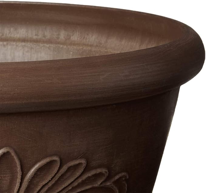 Arcadia Garden Products PSW TA30C Plastic/Stone/Wood Composite Bulb Pan – No Drainage Hole (Drillable), Planter Bowl for Succulents, Bonsai, Fairy Gardens, Herbs,12-Inch, Chocolate