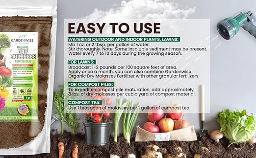 Organic Molasses for Plants - Horticultural Molasses - Ideal for Traditional & Hydroponic Gardening, for Indoor & Outdoor Plants (3 QUARTS)