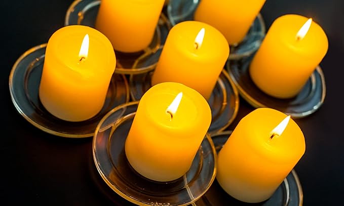 12 Pack 2x3 Inch Citronella Pillar Candles for Outdoor Indoor, Unscented Column Candles for for Home Garden Patio Yard Balcony, Smokeless Dripless and Clean Burning Emergency Candle - Yellow