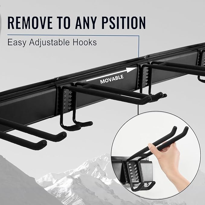 Wall Mount Tool Storage Rack, Heavy Duty Garage Storage Tool Organizer, Garden Tool Wall Hooks and Hangers, Hold Up to 350lbs (Black 6pcs)