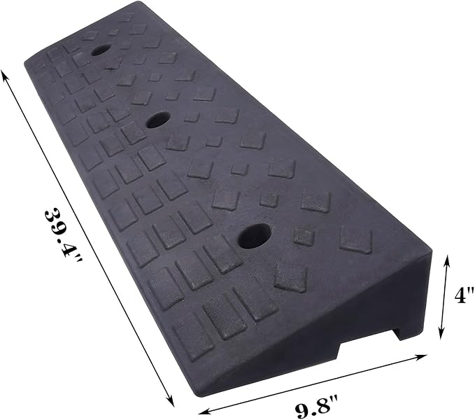 2 Pack 4'' Rise Rubber Curb Ramp Heavy Duty Loading Rubber Curb Ramps 22000lbs (10 Ton) Driveway Ramp Car Slope Ramp for Loading Dock Bike Vehicle Warehouse Sidewalk Wheelchair (4" H)
