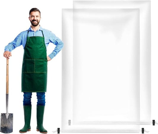 2 Pcs Large Winter Plant Cover Freeze Protection - 47" x 71" Plastic Plant Frost Bags with Drawstring, Transparent Waterproof Plant Shelter Coverings for Outdoors Garden Plants Shrubs Fruit Trees