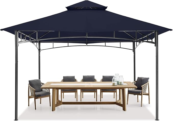 MASTERCANOPY Outdoor Garden Gazebo for Patios with Stable Steel Frame (10x12, Navy Blue)