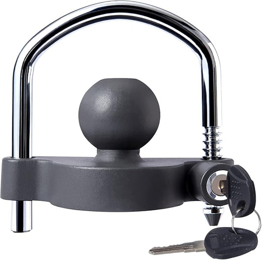 METOWARE Trailer Coupler Lock Universal Adjustable Heavy-Duty Steel Trailer Hitch Lock, Anti Theft Trailer Ball Lock Towing Lock for Towing Caravan Trailer Security Fits 1-7/8",2”, 2-5/16" Coupler