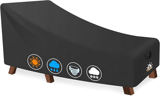 Outdoor Lounge Chair Cover - Waterproof Patio Chaise Lounge Chair Cover, 600D Heavy Duty Fade-Resistant Outdoor Seating Covers For Pool Lounge Chair, Lawn Bench Furniture 66 x 30 x 30 Inch