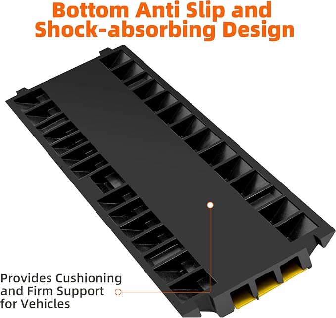 3 Channel 2 Pack Cable Protector Ramp Traffic Wire and Hose Ramp Cord Cover Heavy Duty Channels 44,000 lbs Load Capacity Cable Wire Ramps Speed Bump Driveway Cable Protective Cover