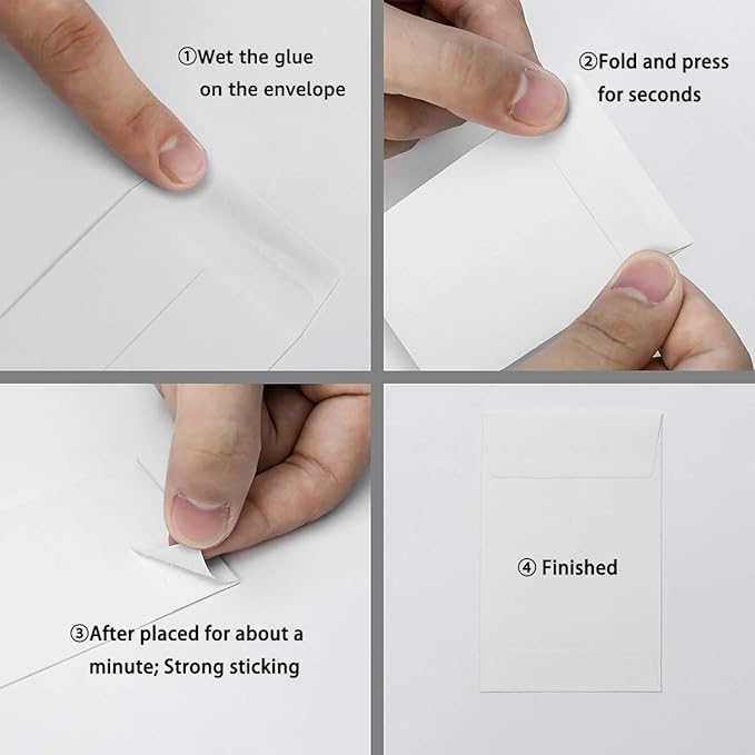 100 Pack White Small Coin Envelopes Self-Adhesive Kraft Paper Seed Envelopes Mini Parts Small Items Stamps Storage Packets Envelopes for Garden, Office or Wedding Gift (3.23"×4.53")