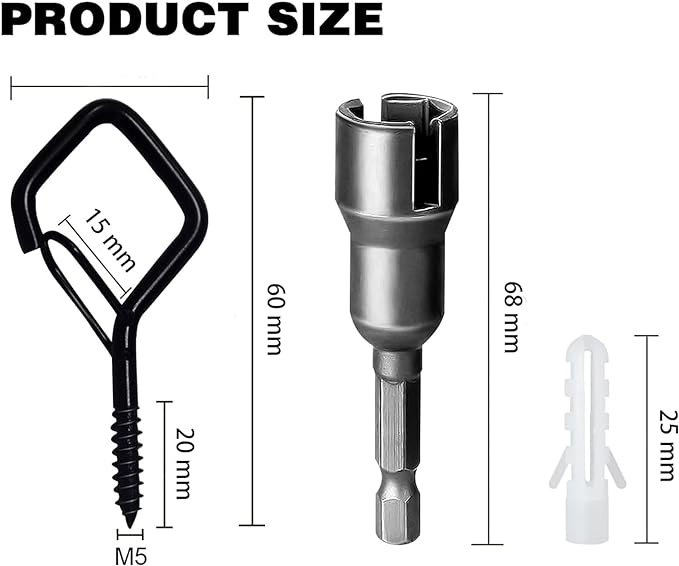 20 PCS Q-Hanger Hooks for String Lights, Ceiling Hooks for Hanging Plants, Wind Chimes, Bird Feeders, Lanterns, Christmas Decorations (Square Hanger) Black