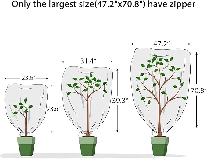 MIXC 2-Pack Plant Cover Tree Blanket Jacket Freeze Frost Protection Cloth for Potted Plants Fruit Trees (70.9‘’W×82.7‘’H)