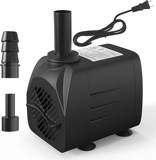 220GPH Submersible Water Pump(900L/H, 15W), waatoos Durable Outdoor Fountain Pump with 4.9 ft Tubing for Aquariums, Fish Tank, Pond Fountain, Statuary, Hydroponics, Water Feature, Indoor Fountains